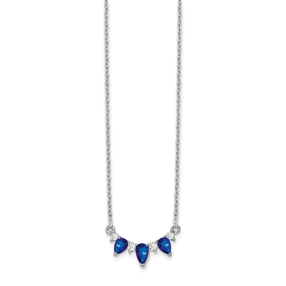 14k White Gold Pear Sapphire and Diamond 18 inch Necklace (PM7176-SA-012-WA)
