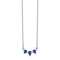 14K White Gold 0.12 Carat Lab Grown Diamond VS SI+ G+ and Created Sapphire Complete Necklace, 18" view 2