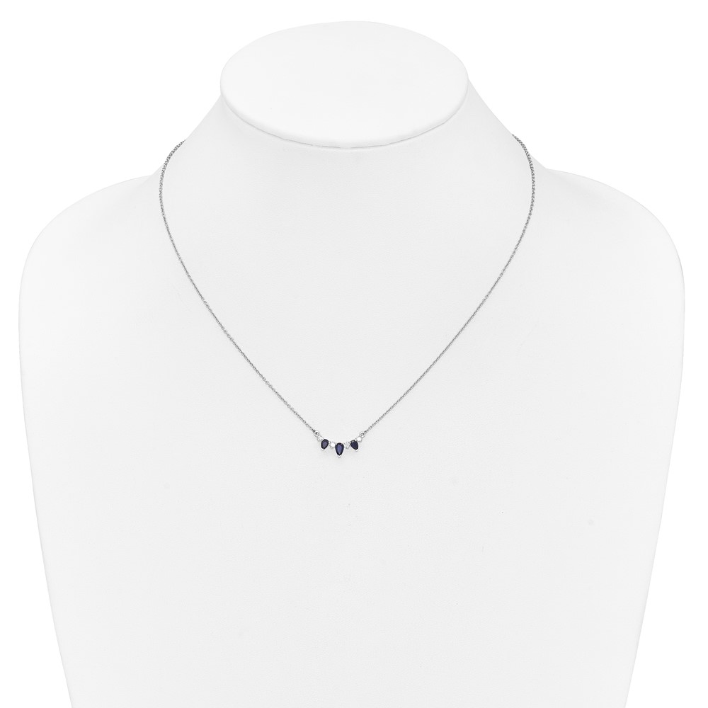 14k White Gold Pear Sapphire and Diamond 18 inch Necklace (PM7176-SA-012-WA)