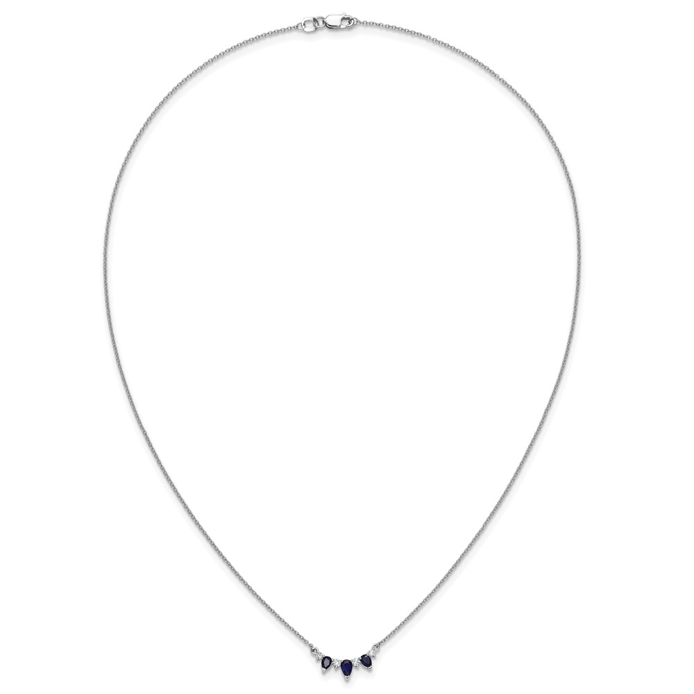 14k White Gold Pear Sapphire and Diamond 18 inch Necklace (PM7176-SA-012-WA)