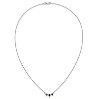14K White Gold 0.12 Carat Lab Grown Diamond VS SI+ G+ and Created Sapphire Complete Necklace, 18" view 4