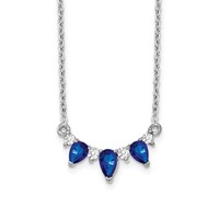 14K White Gold 0.12 Carat Lab Grown Diamond VS SI+ G+ and Created Sapphire Complete Necklace, 18" view 1