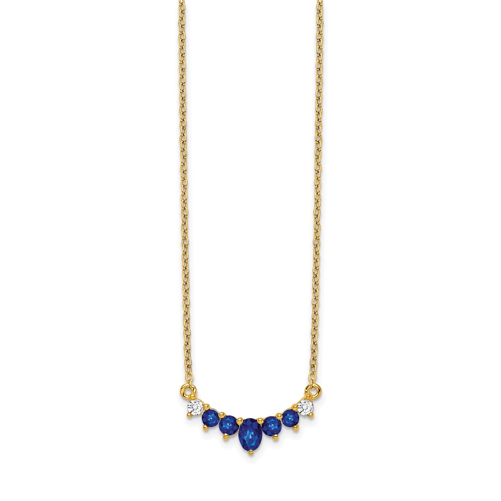 14k Oval and Round Sapphire and Diamond 18 inch Necklace (PM7177-SA-007-YA)