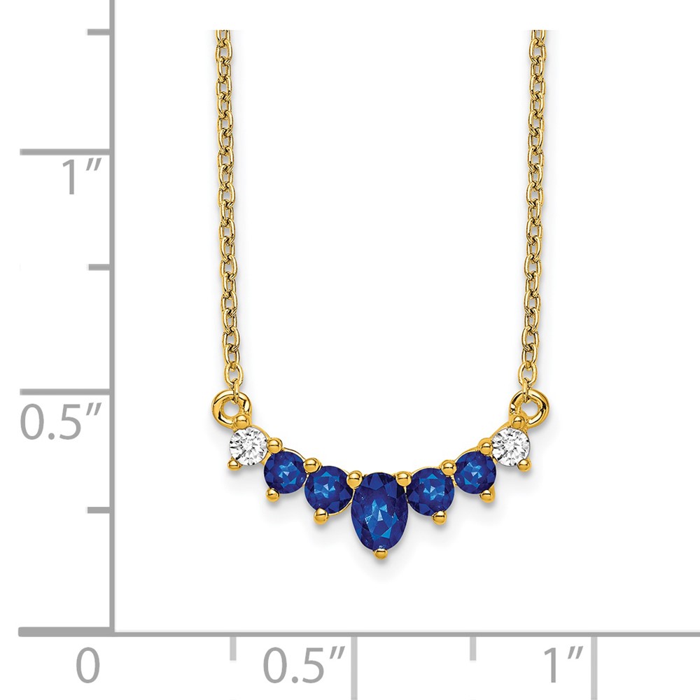 14k Oval and Round Sapphire and Diamond 18 inch Necklace (PM7177-SA-007-YA)
