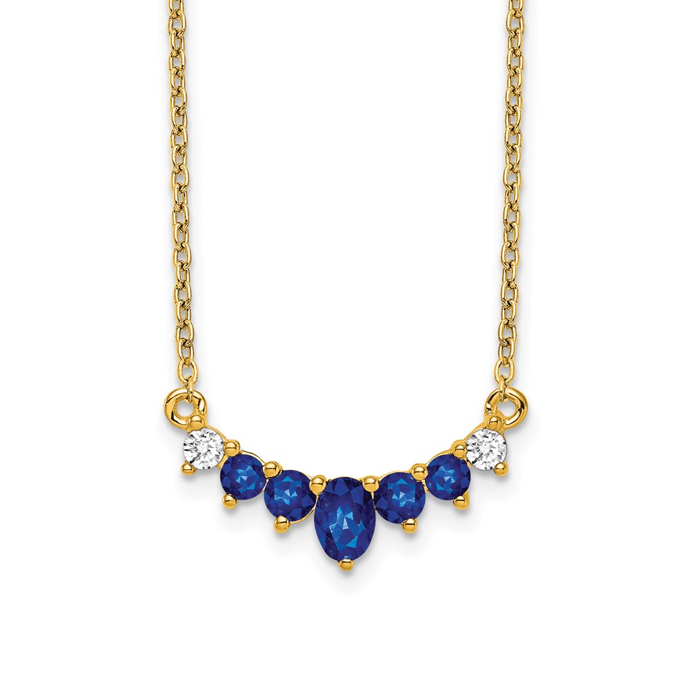 14k Oval and Round Sapphire and Diamond 18 inch Necklace (PM7177-SA-007-YA)