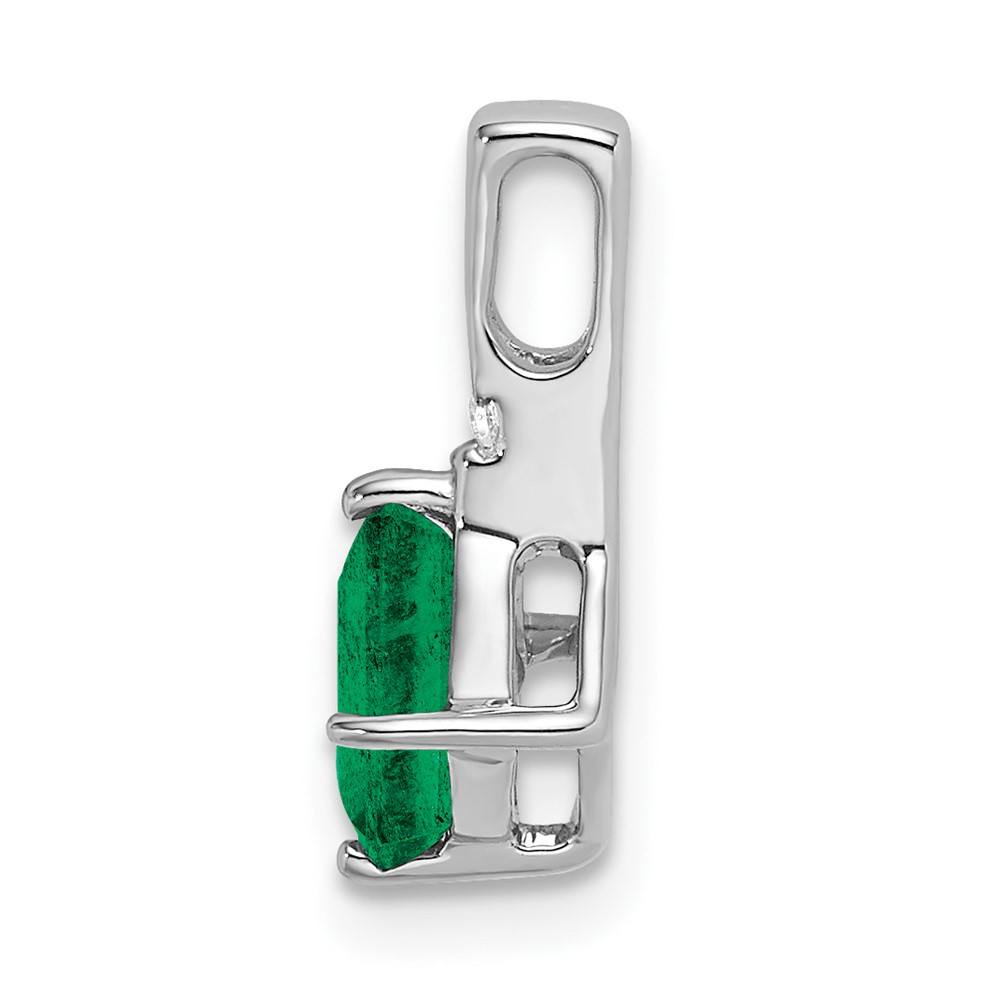 14k White Gold Cushion Emerald and Diamond Pendant (PM7183-EM-001-WA)