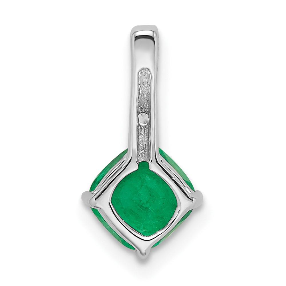 14k White Gold Cushion Emerald and Diamond Pendant (PM7183-EM-001-WA)