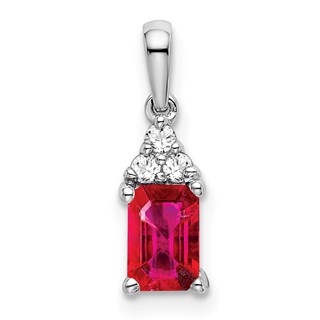 Emerald-Cut Gemstone and Diamond Pendants