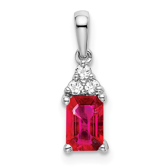 Emerald-Cut Gemstone and Diamond Pendants