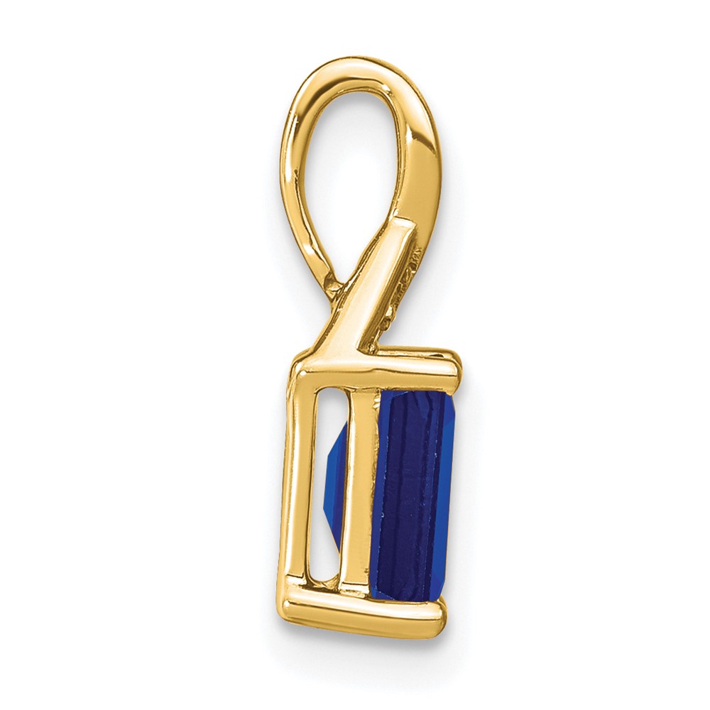 14k Emerald-shape Sapphire and Diamond Pendant (PM7187-SA-002-YA)