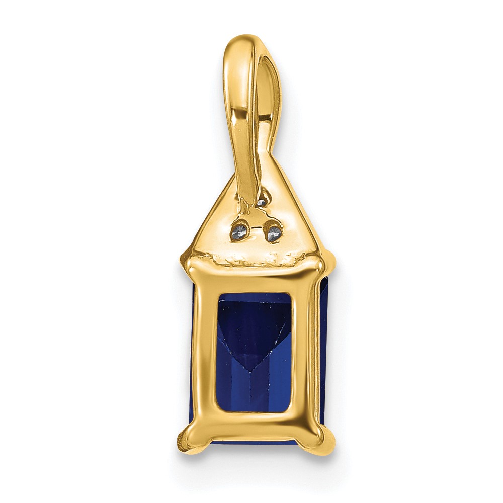 14k Emerald-shape Sapphire and Diamond Pendant (PM7187-SA-002-YA)