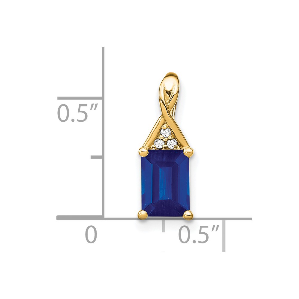 14k Emerald-shape Sapphire and Diamond Pendant (PM7187-SA-002-YA)