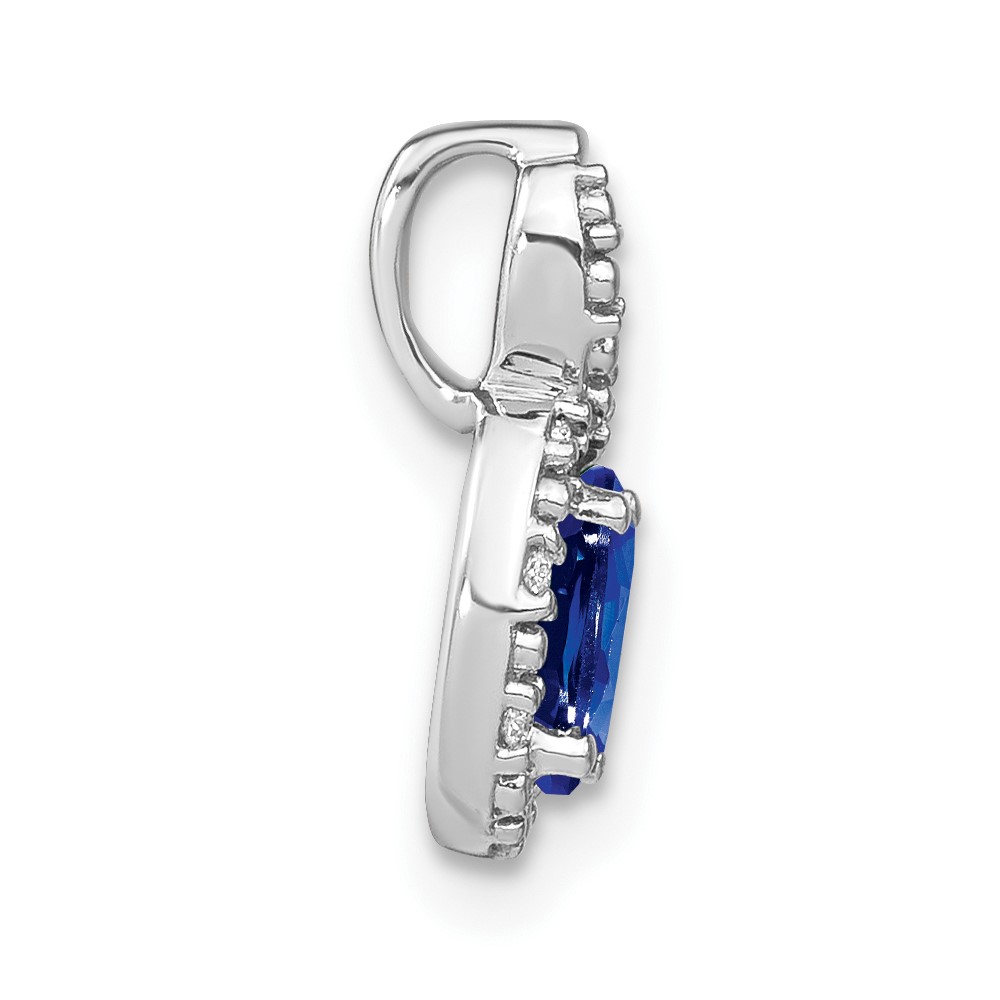 14k White Gold 6x4mm Oval Sapphire and Diamond Halo Pendant (PM7188-SA-004-WA)
