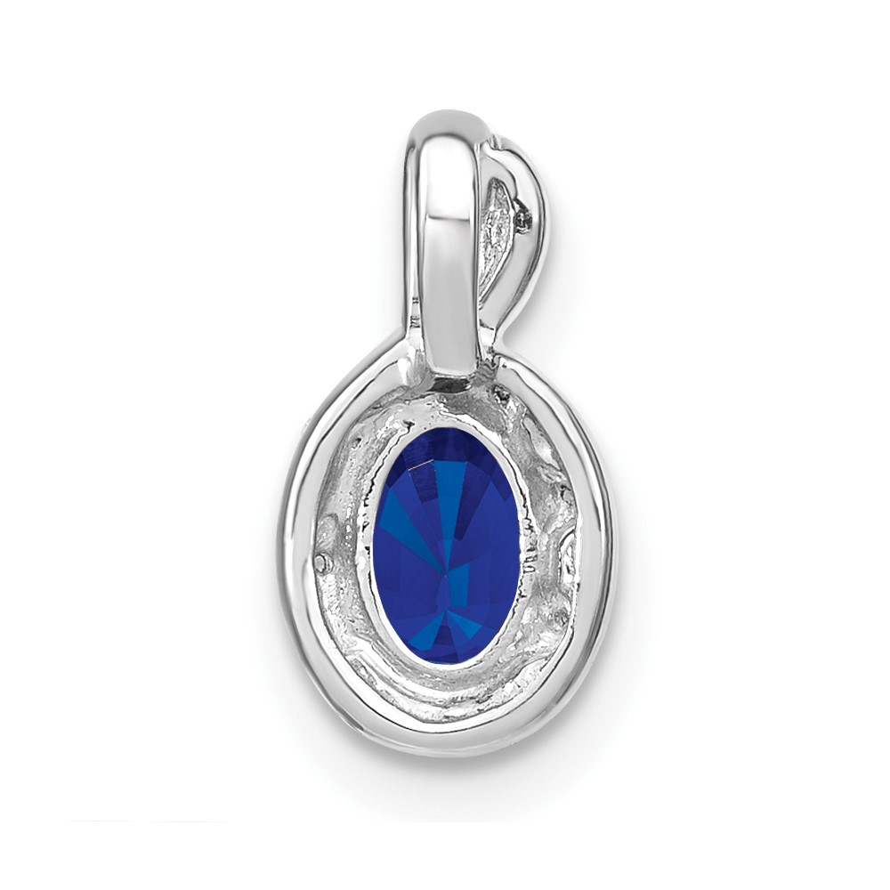 14k White Gold 6x4mm Oval Sapphire and Diamond Halo Pendant (PM7188-SA-004-WA)