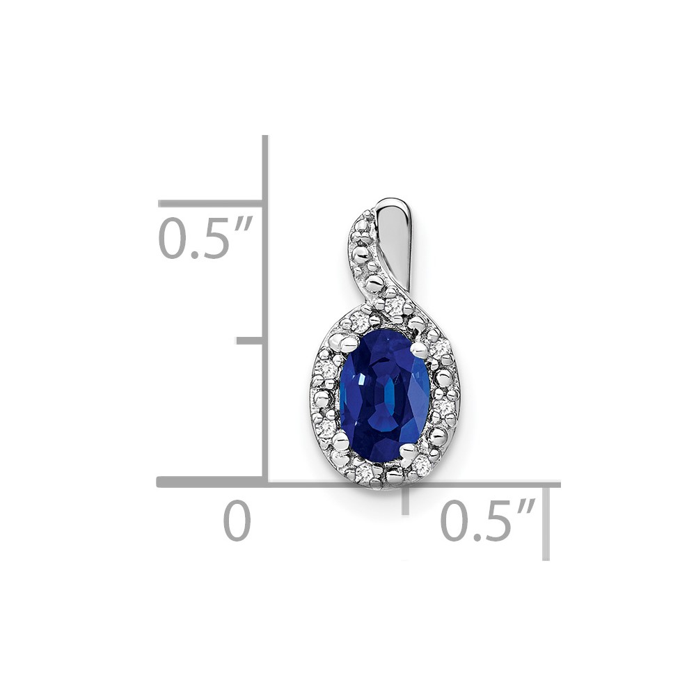 14k White Gold 6x4mm Oval Sapphire and Diamond Halo Pendant (PM7188-SA-004-WA)