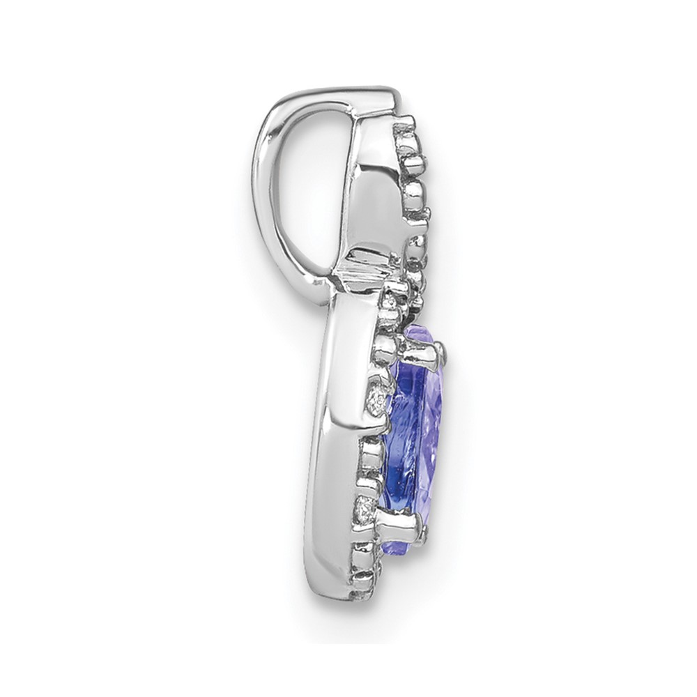 14k White Gold 6x4mm Oval Tanzanite and Diamond Halo Pendant (PM7188-TZ-004-WA)