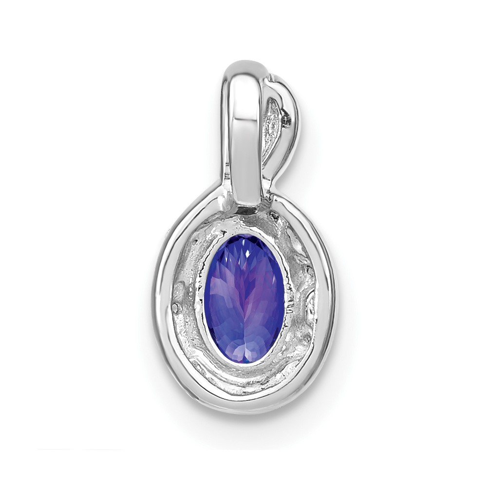 14k White Gold 6x4mm Oval Tanzanite and Diamond Halo Pendant (PM7188-TZ-004-WA)