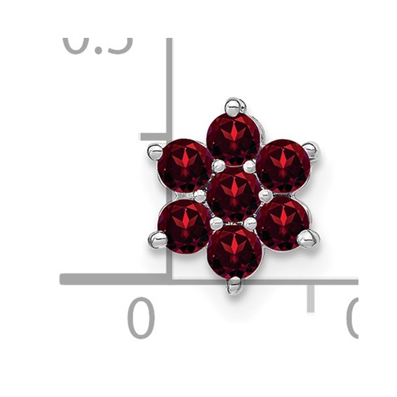 14k White Gold Garnet Floral Chain Slide