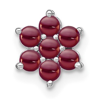 14k White Gold Garnet Floral Chain Slide