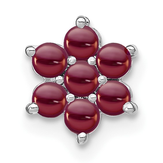 14k White Gold Garnet Floral Chain Slide