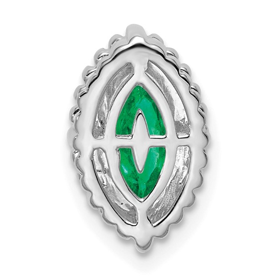 14k White Gold Marquise Emerald Chain Slide