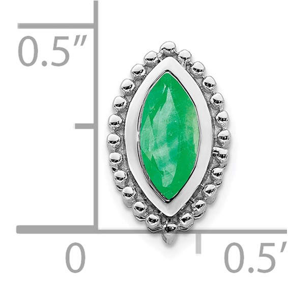 14k White Gold Marquise Emerald Chain Slide
