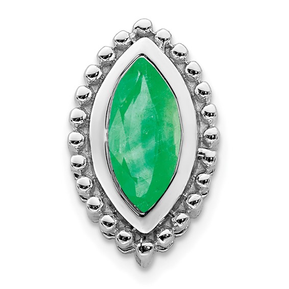 14k White Gold Marquise Emerald Chain Slide