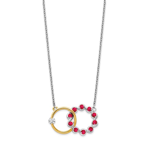 Gemstone and Diamond Circles Necklace                       
