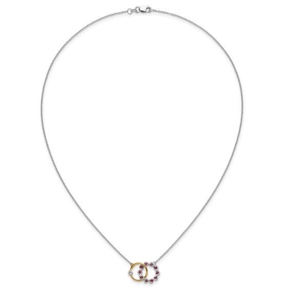Gemstone and Diamond Circles Necklace                       