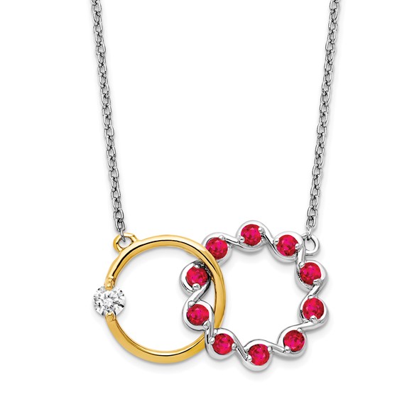 Gemstone and Diamond Circles Necklace                       