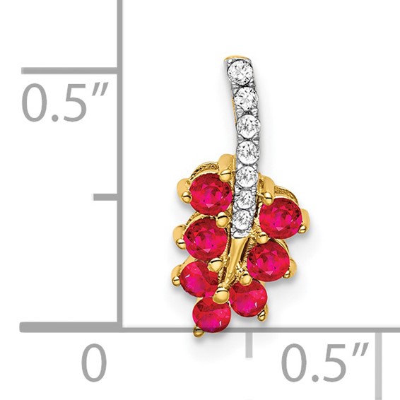 14k Ruby and Diamond Leaf Chain Slide