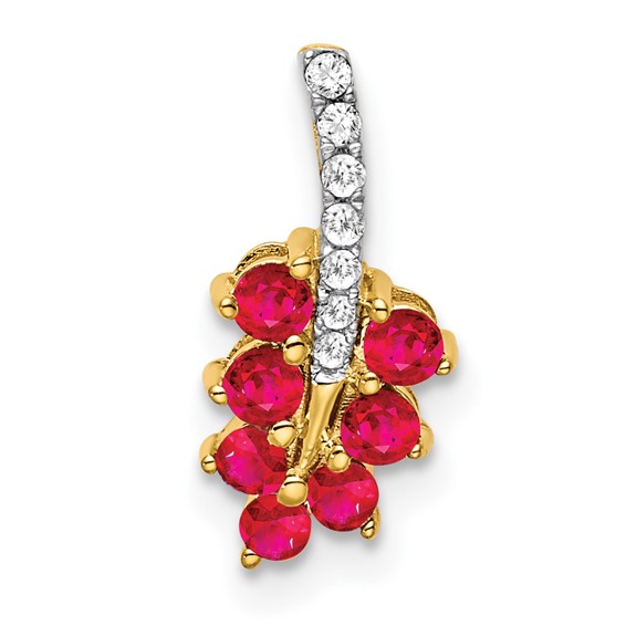 14k Ruby and Diamond Leaf Chain Slide