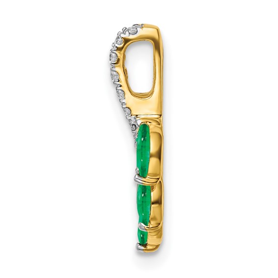 14k Marquise Emerald and Diamond Leaf Chain Slide
