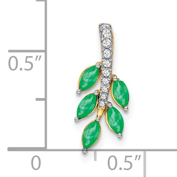 14k Marquise Emerald and Diamond Leaf Chain Slide