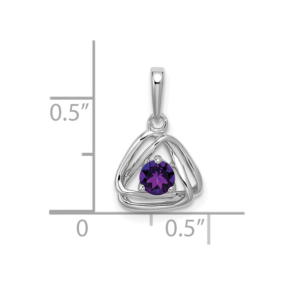 14k White Gold Amethyst Triangle Pendant (PM7395-AM-W)
