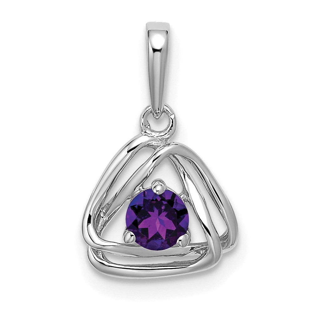 14k White Gold Amethyst Triangle Pendant (PM7395-AM-W)