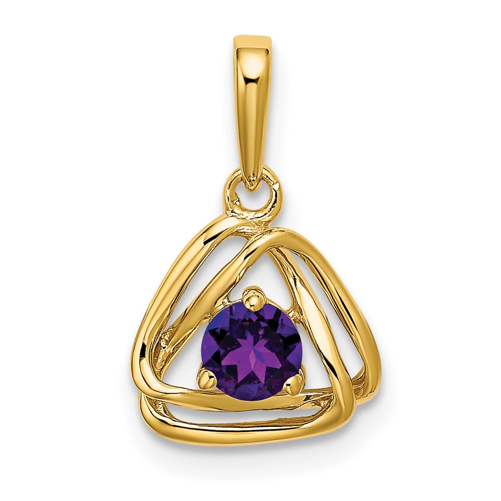 14k Amethyst Triangle Pendant (PM7395-AM-Y)