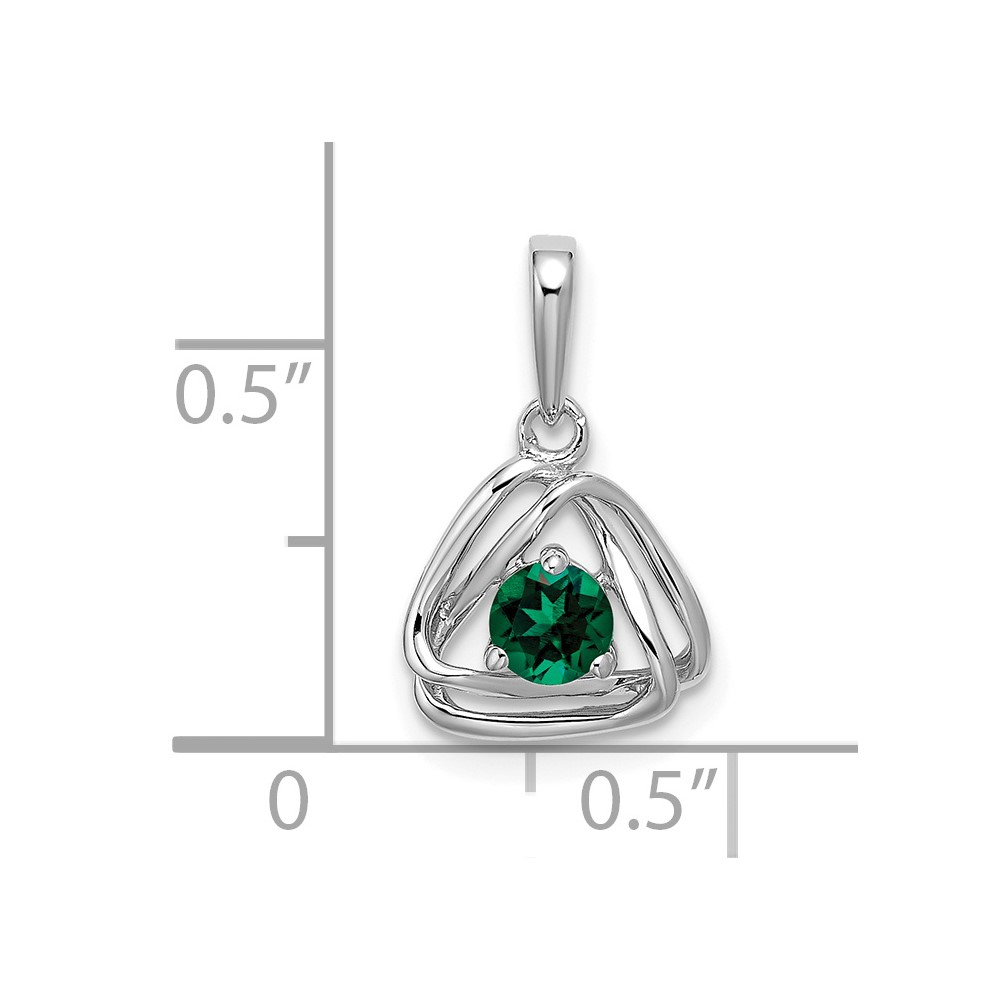 14k White Gold Created Emerald Triangle Pendant (PM7395-CEM-W)