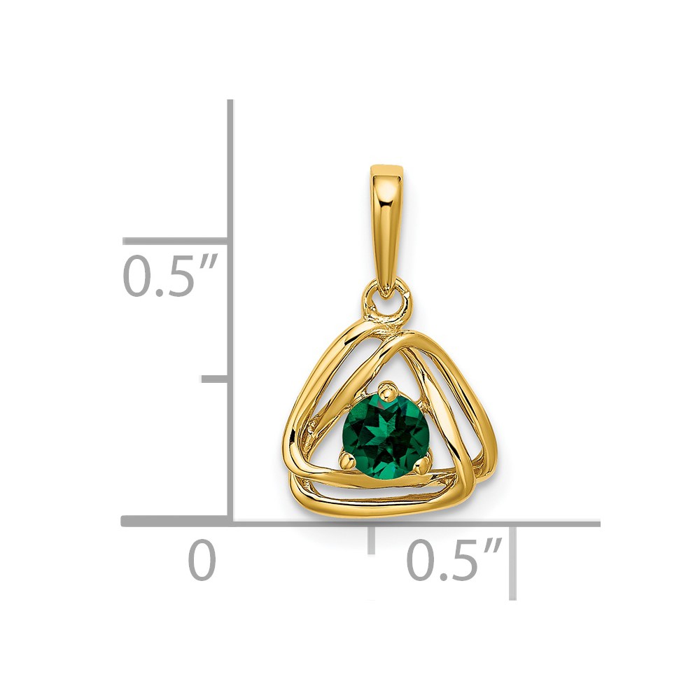 14k Created Emerald Triangle Pendant (PM7395-CEM-Y)