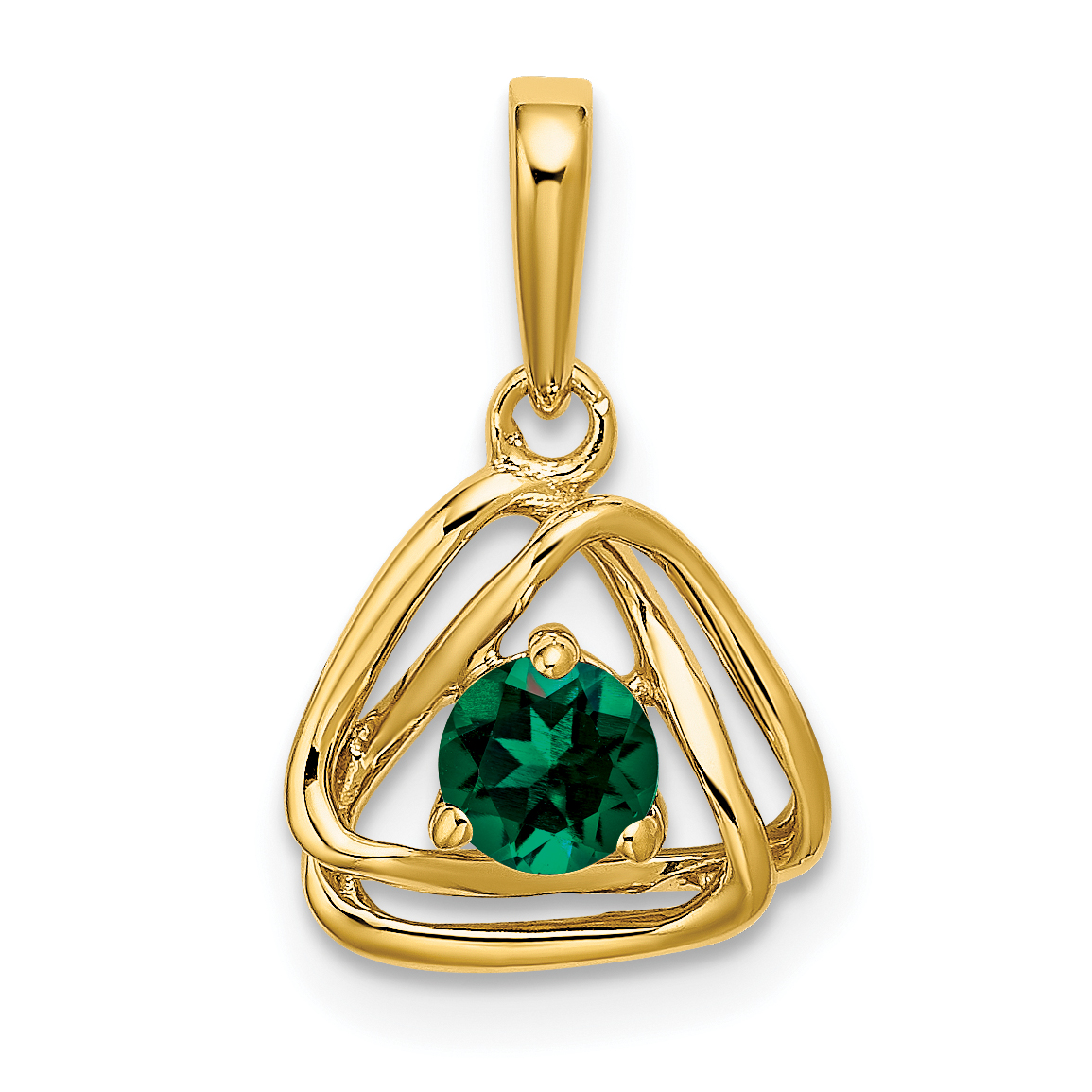 14k Created Emerald Triangle Pendant (PM7395-CEM-Y)