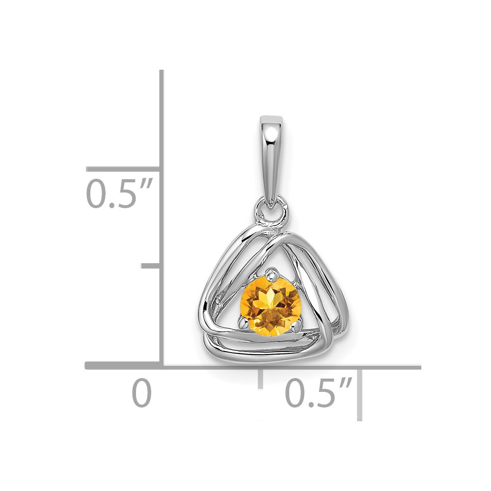 14k White Gold Citrine Triangle Pendant (PM7395-CI-W)