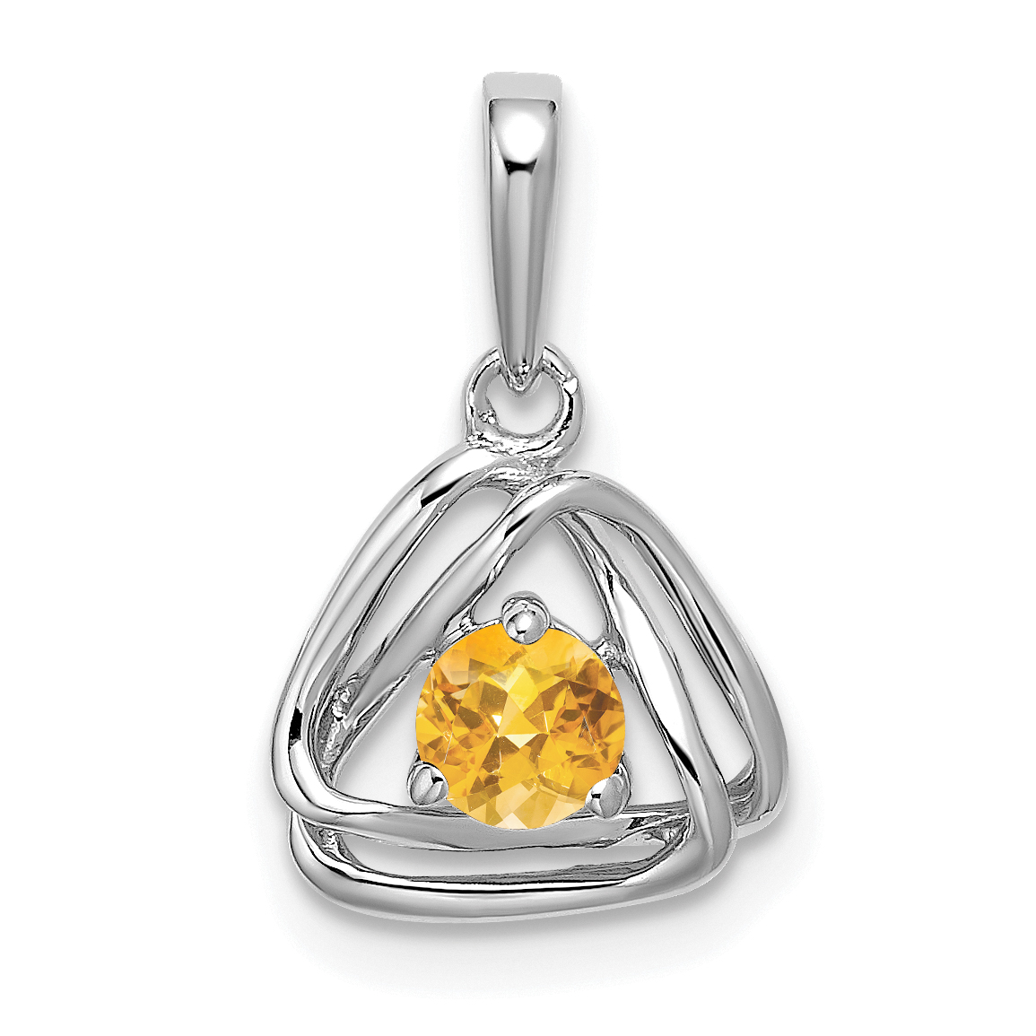 14k White Gold Citrine Triangle Pendant (PM7395-CI-W)