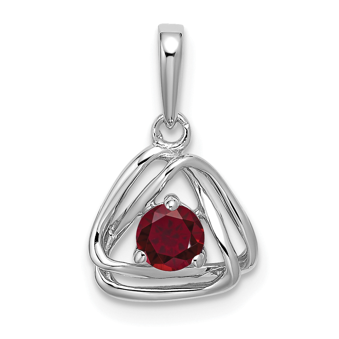 14k White Gold Created Ruby Triangle Pendant (PM7395-CRU-W)