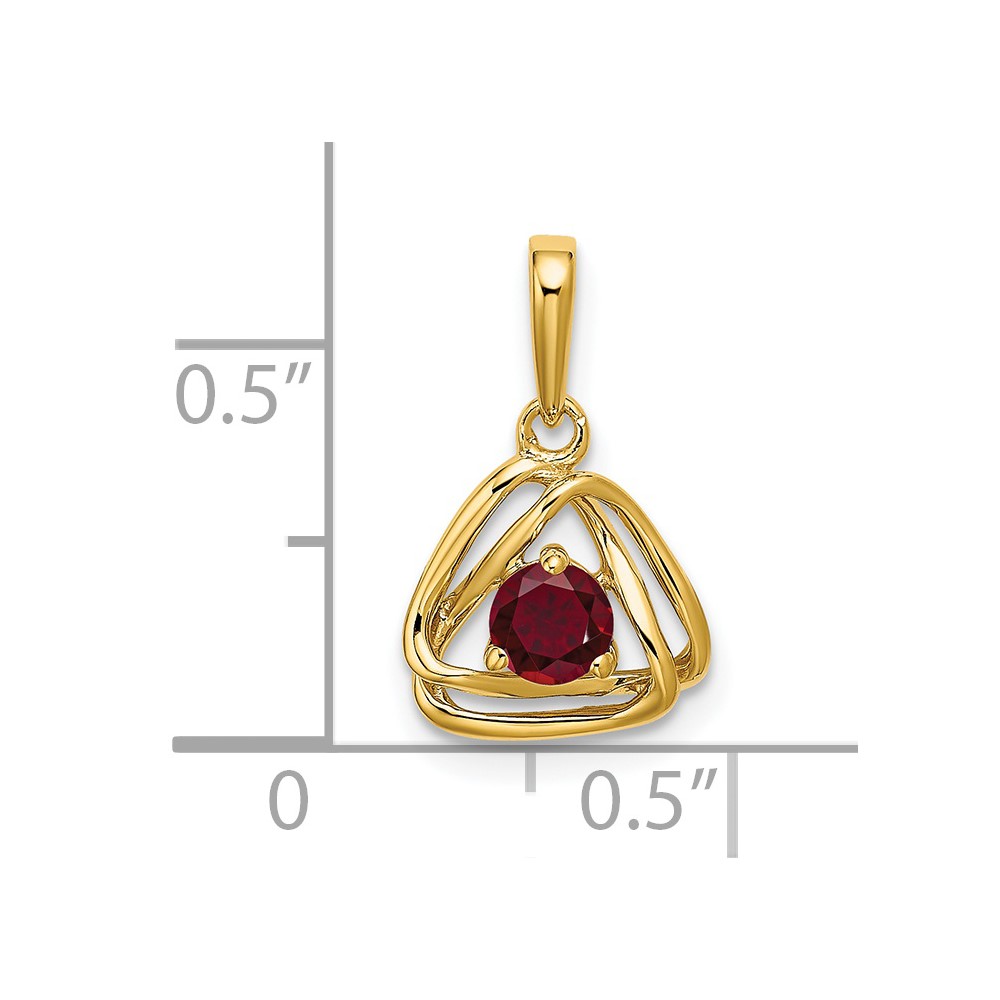 14k Created Ruby Triangle Pendant (PM7395-CRU-Y)