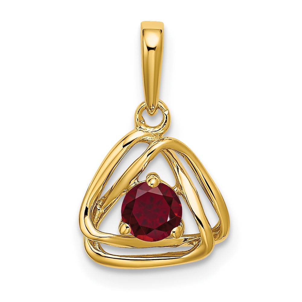 14k Created Ruby Triangle Pendant (PM7395-CRU-Y)
