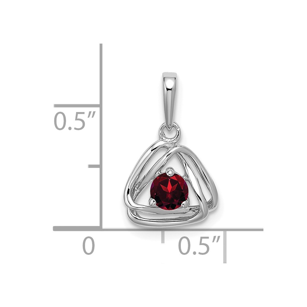 14k White Gold Garnet Triangle Pendant (PM7395-GA-W)