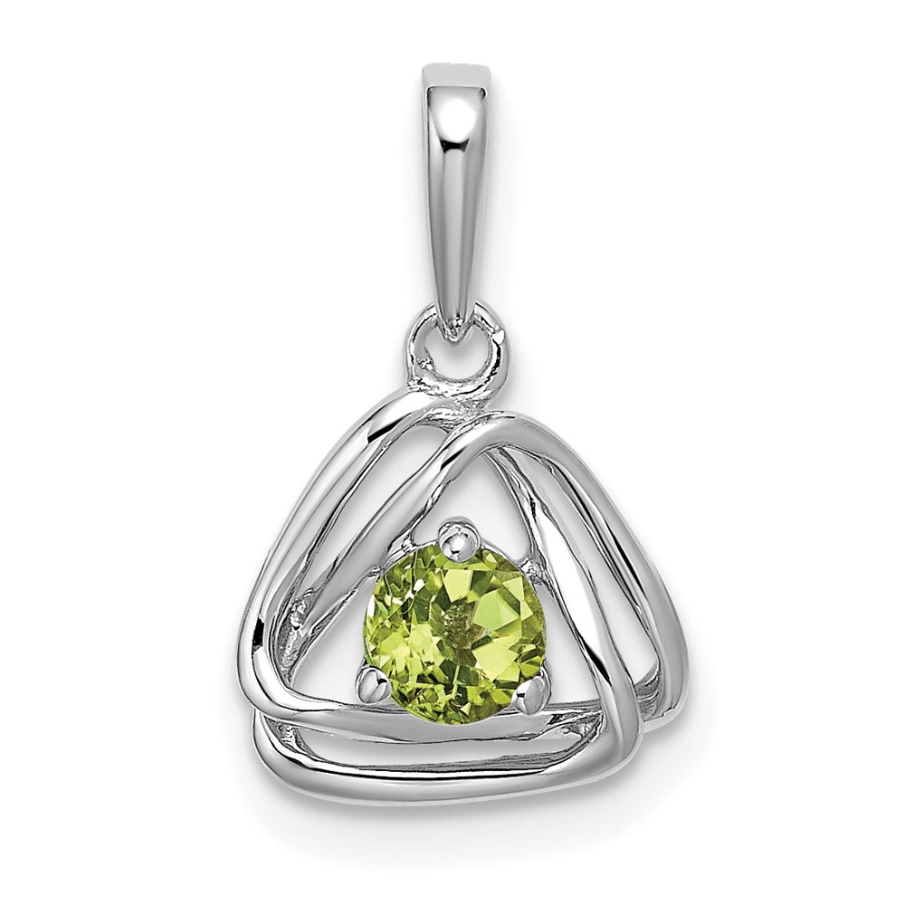 14k White Gold Peridot Triangle Pendant (PM7395-PE-W)