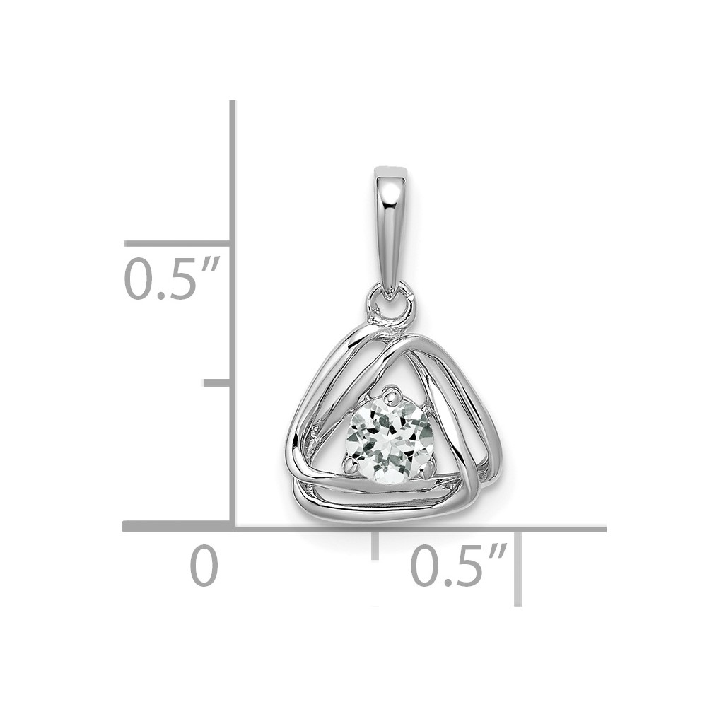 14k White Gold White Topaz Triangle Pendant (PM7395-WT-W)
