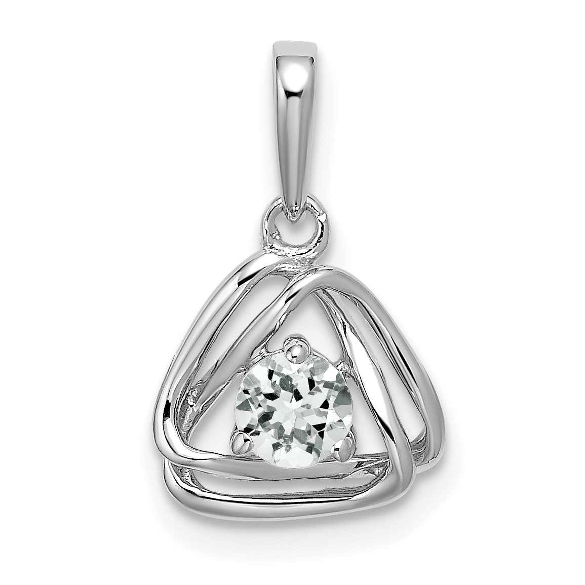 14k White Gold White Topaz Triangle Pendant (PM7395-WT-W)