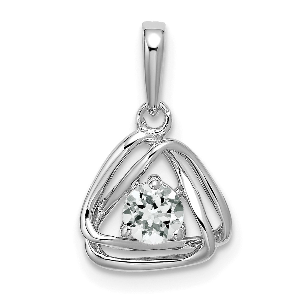 14k White Gold White Topaz Triangle Pendant (PM7395-WT-W)